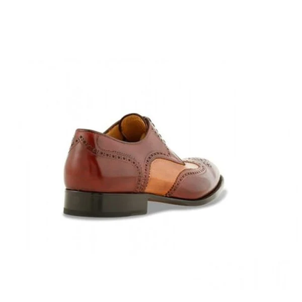 Wingtip Derby Dress up Shiny Brown Hand Painted Shoes - Image 3